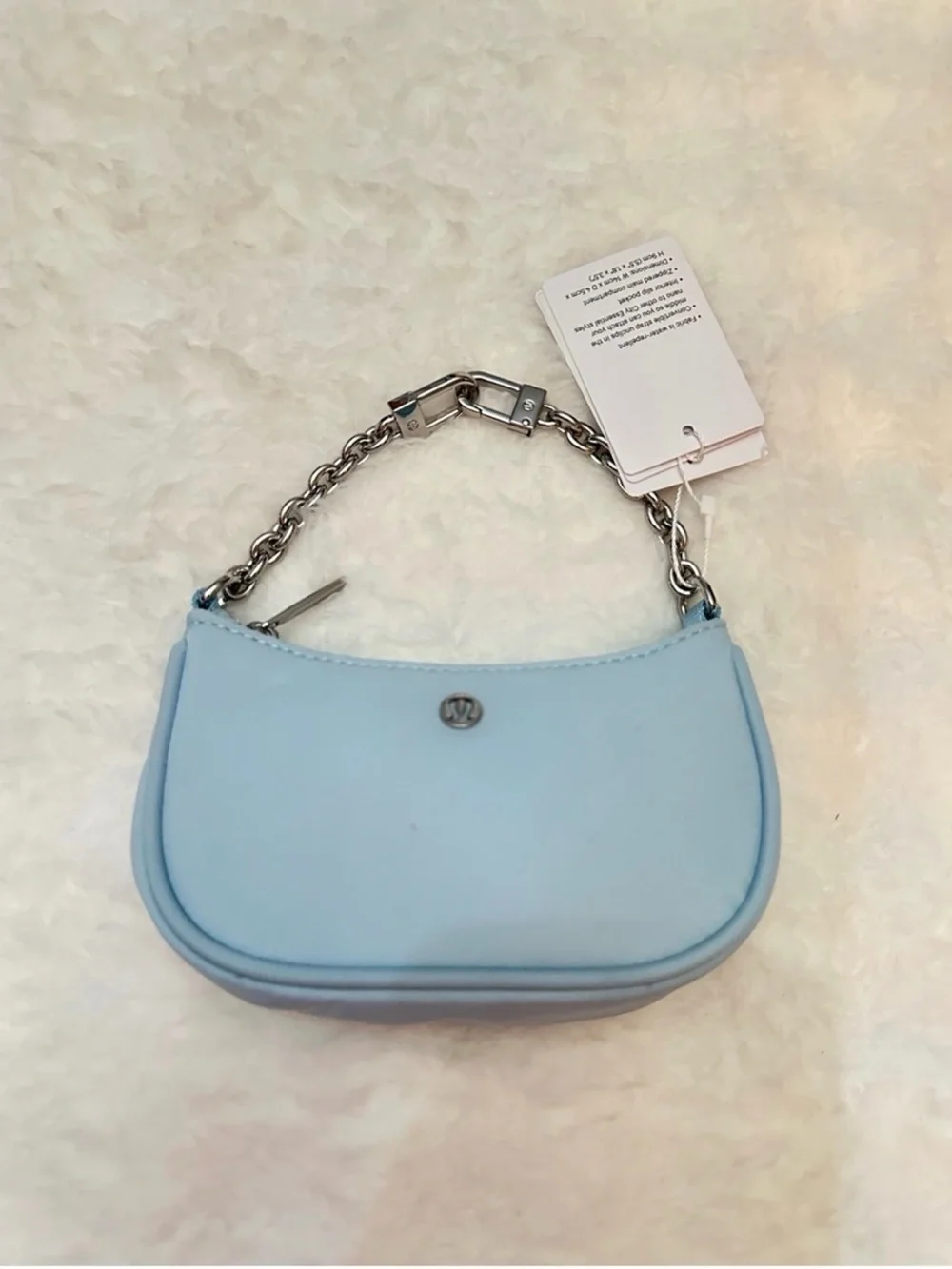 lululemon athletica Pale Blue Mini Shoulder Bag with Silver Chain